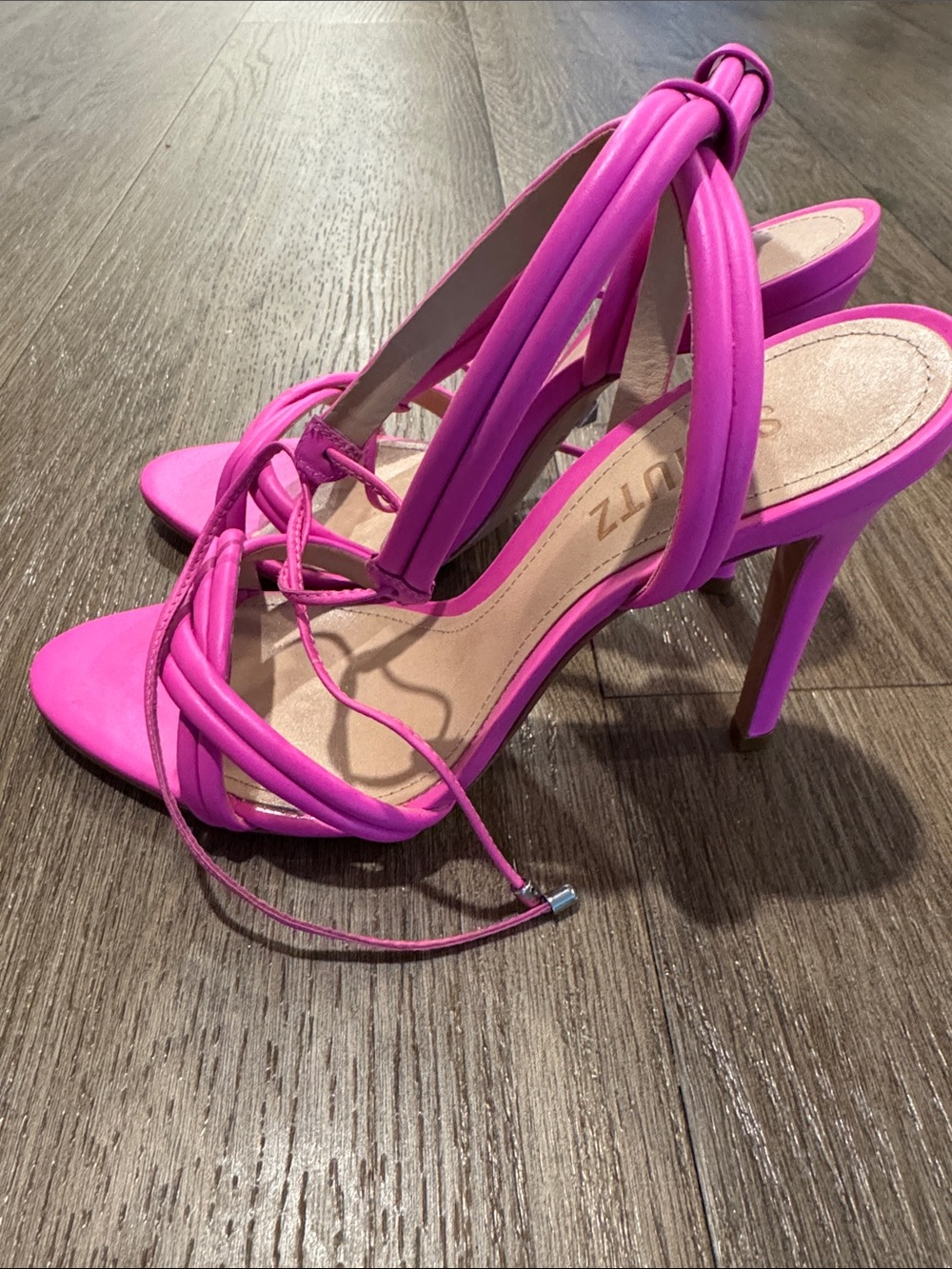 SCHUTZ Hot Pink Strappy Lace-Up Stiletto Sandals - Picture 2 of 6